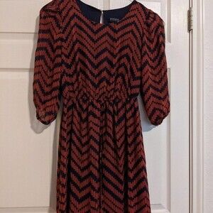 Beautiful orange and navy chevron dress